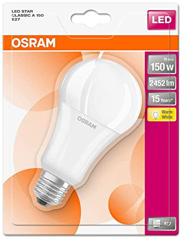 Osram Lampadina Led Star Classic A E27 Bli, Plastica, Smerigliata, 150 W