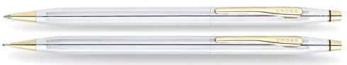 Cross Classic Century Medalist Kugelschreiber und Bleistift Set (Strichstäke M und 0,7 mm, nachfüllbar, inkl. Premium Geschenkbox) chrom goldplattiert