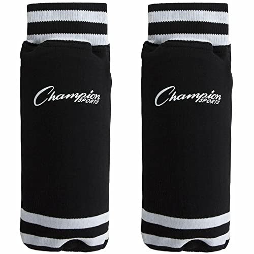 Champion Sports SL4B Youth Sock Style Soccer Shin Guards - Ages 4-6, Black, Small