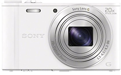 Sony DSCWX350 Compact Digital Camera with Wi-Fi and NFC - White (18.2MP, 20x Optical Zoom), DSCWX350W.CEH