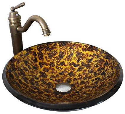 AllureFeng Retro-Bad Glaswaschbecken (460 * 130 * 19 mm), basin + faucet and accessories