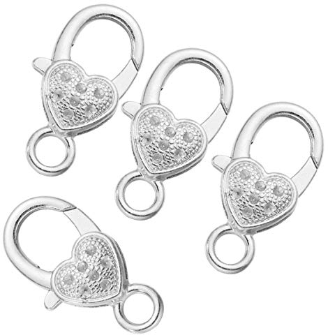 Milisten 10PCS Herz Karabinerverschluss Tibetischen Karabinerverschluss Antike Verschlüsse für Schmuck Halsketten Armband DIY Machen Zubehör (Silber)