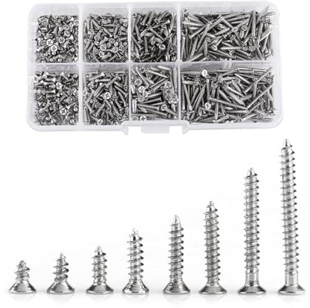 800 Stk Selbstschneidend Schrauben Set, Bohrschrauben M2 Edelstahl Schnellbauschrauben Selbstbohrende Flachkopf Kreuzschlitzschrauben Trockenbauschrauben mit Aufbewahrungsbox