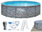Summer Waves Frame Pool Komplettset | Rund 427x107 cm Steinoptik Grau | Aufstellpool Set | Gartenpool & Schwimmbecken inkl. Filterpumpe