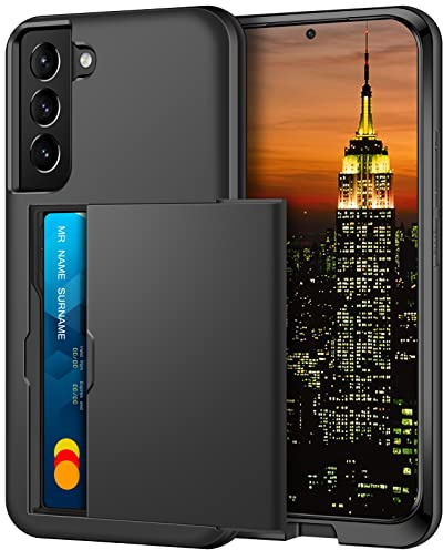 Coolden for Samsung S23 Case with Card Holder Wallet Cover Black