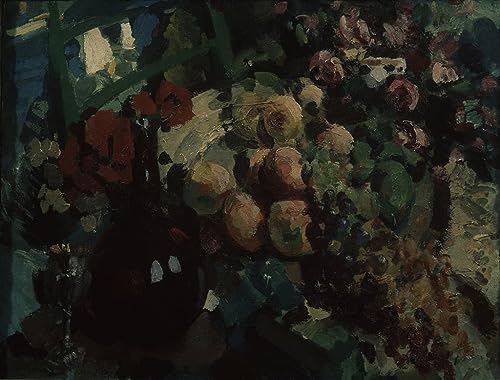 Leinwandbilder Bild Kunst Leinwand Malerei Ölgemälde Stillleben Weinrebe und Früchte von Konstantin Alekseevich Korovin für Wanddekoration 60x90cm