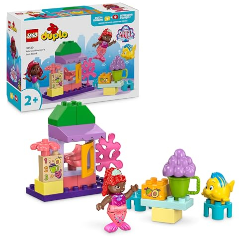 LEGO DUPLO | Disney Ariel and Flounder’s Café Stand, The Little Mermaid Building Toy for Kids, Girls & Boys Age 2, Toddler Learning Toys with Pretend Food, Educational Bricks Set, Birthday Gift 10420