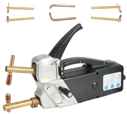 Soldador Eléctrico por Puntos, Pistola Portátil con Punta De Soldadura De Mano, Máquina De Soldadura por Puntos De Doble Cara De 2,0+2,0 Mm, con Brazos De Electrodos De Soldadura Reemplazables
