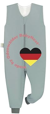 Odenwälder Baby Jersey-Schlafsack mit Füßen | Hopsi Hose 0,5 TOG | Sommer Schlafsack Overall 110/116 | Silver