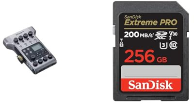 Zoom P4 PodTrak - Podcasting Mixer and Interface & SanDisk 256GB Extreme PRO SDXC card + RescuePRO Deluxe, up to 200MB/s, UHS-I, Class 10, U3, V30