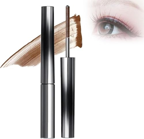 Metal Mascara,3D Curling Eyelash Iron Mascara, Judy Doll Mascara,Bristleless Mascara,Non-Clumping,Smudge Proof,Flake Proof,Long Lasting (Brown)