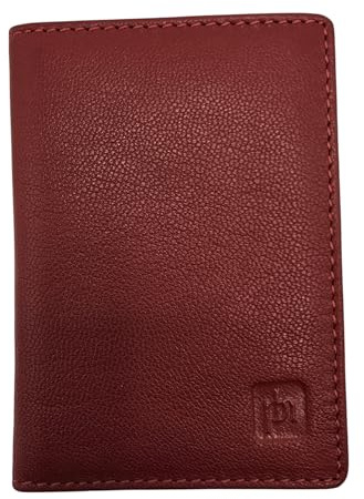 TheGloveHut Unisex ny premium äkta läder kreditkortshållare kortplånbok RFID-skyddad, Röd, En storlek, läderkorthållare