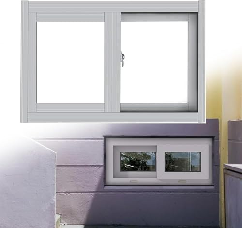 Replacement Basement Window, 27x12in Tempered Glass Removable Screen,Thermal Insulation Soundproof Glass Aluminum Shed Window Ventilation Windows, for Chicken Coop Household Loft