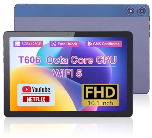C idea 10.1 Inches Android Tablet, 8GB RAM+128GB ROM+1TB Expandable, 1920 * 1200 FHD, 13MP+5MP Dual cameras, 6000mAh Large-capacity Battery, Bluetooth, WiFi, Gaming Tablet, Gift for family (Grey)