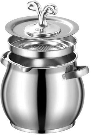 Wezalget Recipiente de Grasa de Cocina,Bote De Acero Inoxidable Para Aceite,Contenedor De Grasa Con Tapa Colador | Para Cocina Cocinar Hornear Desayuno Brunch Comida Familiar