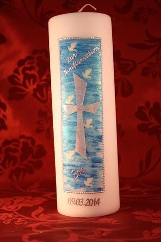 Konfirmationskerze K-83 mit Name & Datum - auch zur Kommunion