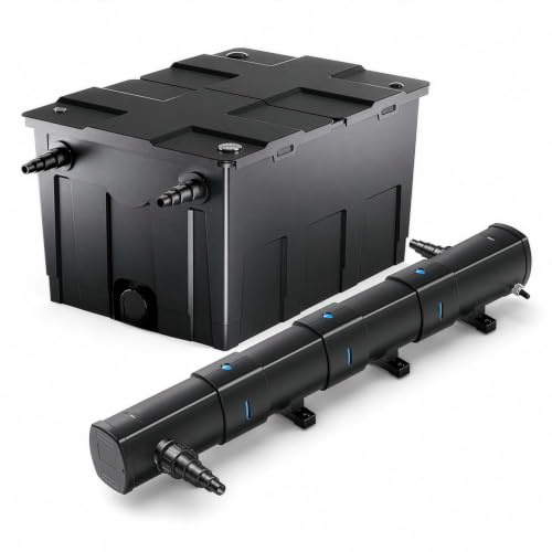 Wiltec Kit complet: CBF-550 Filtre de bassin jusqu'à 60000 L Biologique, CUV-272 lampe uv UVC Clarificateur avec 72W, 5m Tuyau 25 mm (1)