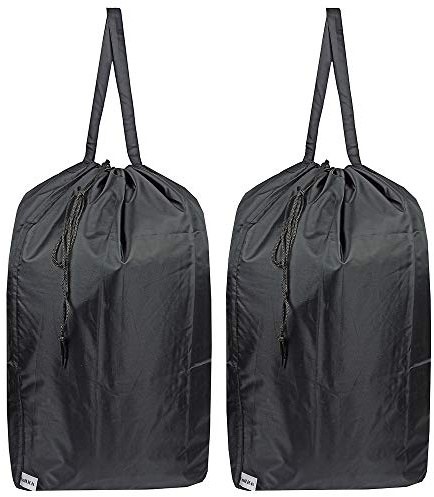 UniLiGis Washable Travel Laundry Bag with Handles and Drawstring (2 Pack), Heavy Duty Large Enough to Hold 3 Loads of Laundry, Fit a Laundry Basket or Clothes Hamper, 27.5x34.5 in,Black
