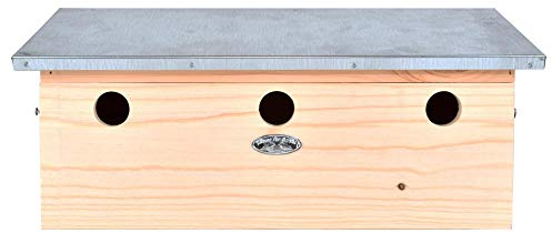 Esschert Design Spatzenvilla mit Zinkdach, aus Kiefernholz, 46,8 x 16,8 x 20,5 cm, Nistkasten, Futterhaus, Futterstation