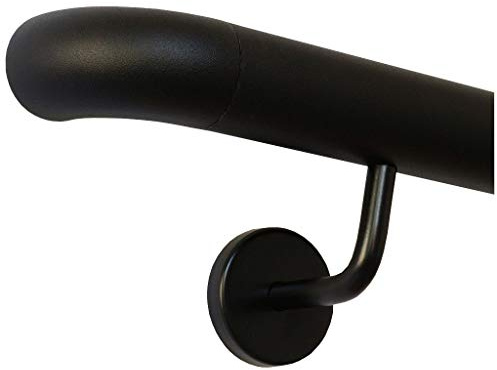 Pasamano Negro Revestido V2A Acero Inox. Barandilla Interior Exterior Resistente a la Intemperie Resistente - Arco para Pared, 30 cm mit 2 Halter
