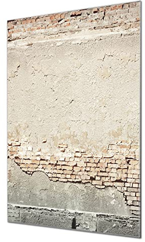 banjado Magnetwand aus Glas 50x75 in Betonoptik, beschreibbar | Beschreibbares Glasboard fürs Loft, mit Motiv Baulücke in markanter Steinoptik