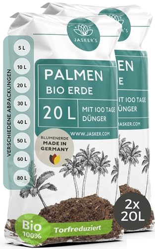 JASKERS® Palmenerde 40 L Mit Dünger | Premium Blumenerde Für Palmen | Mit Wurzelaktivator & Dünger | Besonders Lockere, Luftige Erde & Perfekt Zum Umtopfen
