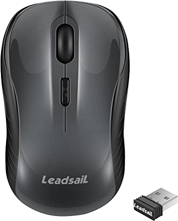 LeadsaiL Souris sans Fil pour Ordinateur Portable Silencieuse 2,4G USB Mini Souris Optique Ambidextre 1600 DPI avec 3 Niveaux Réglables pour Windows 10/8/7/XP/Mac/MacBook Pro/Air/HP/Lenovo