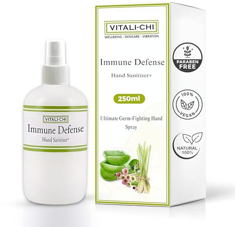 Immune Defense Hand Sanitiser Antiviral Protection Spray with 70% Alcohol and Hand Softening Aloe Vera Gel Prevent from Bacteria by Vitali-Chi