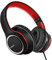 LORELEI X8 Casque filaire avec microphone avec ligne en nylon anti-nœuds de 1,45 m et prise de 3,5 mm, léger, pliable et portable pour smartphone, tablette, ordinateur, MP3/4 (noir/rouge)