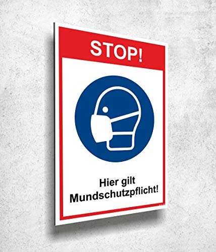 Aluverbund Schild Mundschutzpflicht 20x30cm UV Druck - 3mm Stärke - Made in Germany Art.Nr.1008