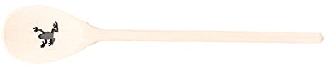 teemando® , Cuillère de cuisine en bois solide avec motif grenouille et texte de votre choix - Personnalisable - Ovale - 30 cm - Cadeau spécial