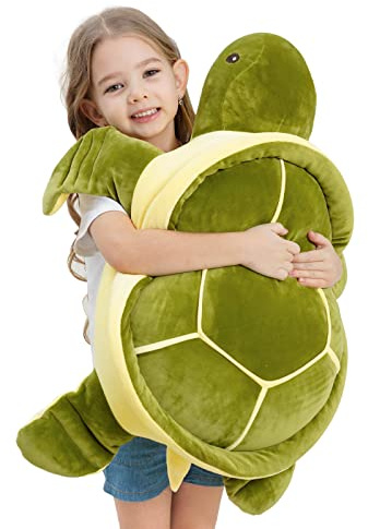 Dalmao 28 Inch Big Sea Turtle Stuffed Animals Giant Soft Plush Toys, Large Ocean Green Turtle Plushie Body Pillow, Gifts for Kid Boys, Girls, Girlfriend, Birthday, Valentine