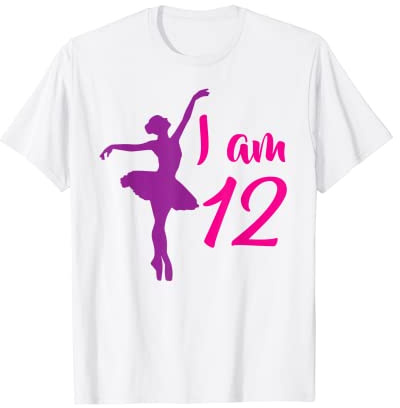 Io am 12 | 12 ° B-day Dancing Ballerina T-Shirt per Ragazze Maglietta