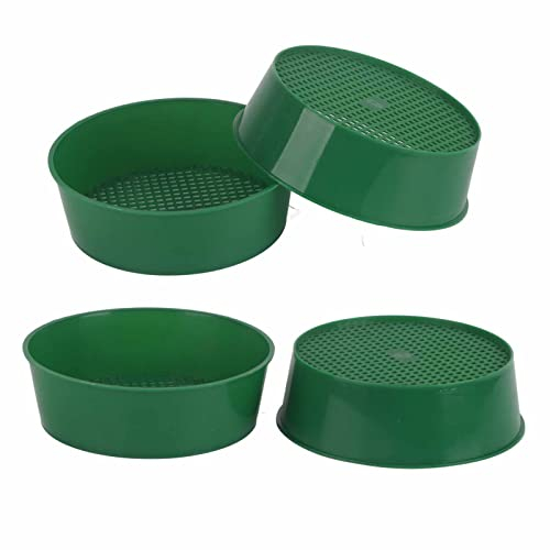 Plastic Round Garden Sieve Set 4-Piece Soil Mesh Sifter (6.2x2in), Compact Seedling Sifting Tool for Stones Separation & Potted Planting, Stackable Gardening Tools for Greenhouse & Flower Beds
