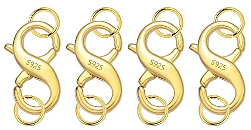 ALEXCRAFT 4 Piezas Cierre de Pulsera Oro 14K Gancho Langosta con Anilla