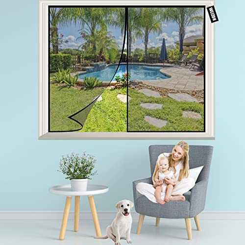 Zanzariera Magnetica Per Finestra 90x175cm Nero Zanzariere su Misura Magnetico Pieghevole Si Chiude da Sola per Porta Ingresso del Balcone mani libere