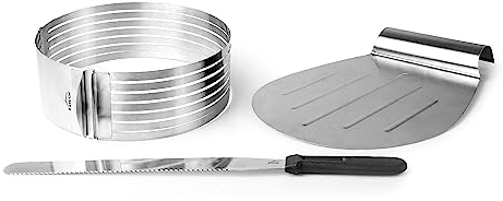Lacor - 68527 - Set 3 Utensili, Set Tagliatorte, Pasticcere, Torta Regolabile, Coltello, Pala, Inox, Ø 24-30 cm
