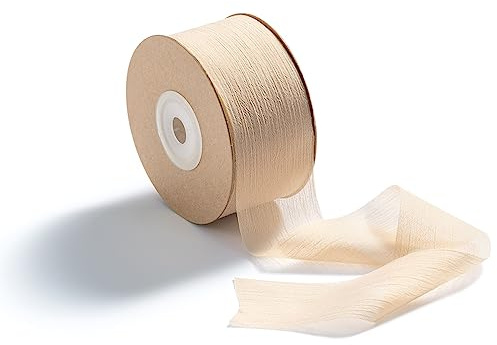 CHUQING Geschenkband Schleifenband Stoffband Chiffonband für Hochzeit Apricot
