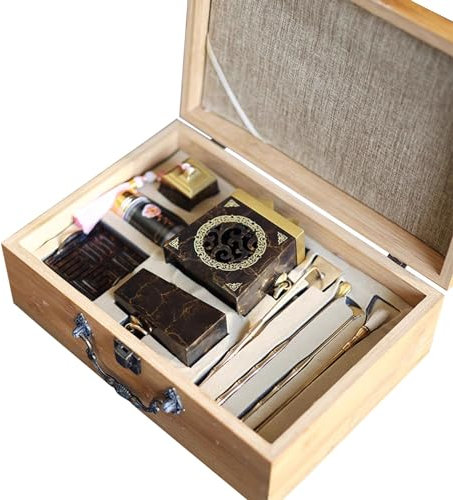 SciAza Messing weihrauch kit Incense Burner kit Kreatives Räuchergefäß-Set aus reinem Kupfer im Retro-Stil im chinesischen Stil, Werkzeuge zur Räucherherstellung, geeignet für Meditation und Yoga