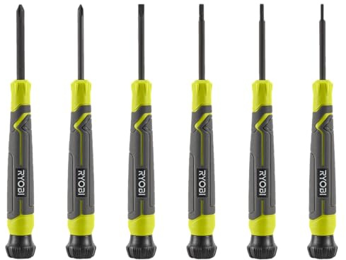 RYOBI - Låda med 6 precisionsskruvmejslar med magnetiskt huvud - RHSDSPC6