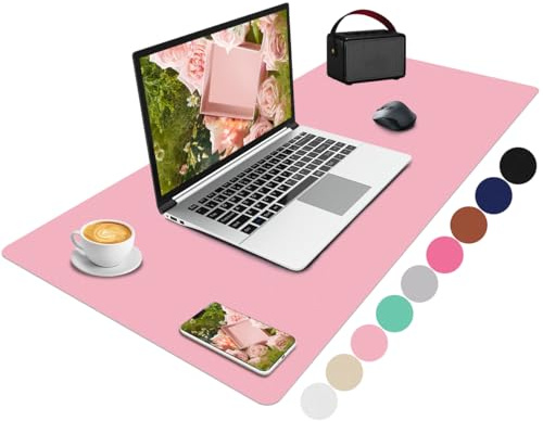 Niviy Leather Desk Mat 90 x 43 cm, Waterproof Desk Protector Pad | Non-Slip Office Desk Pad, Easy to Clean Mouse Mat for Keyboard & Mouse, Pink