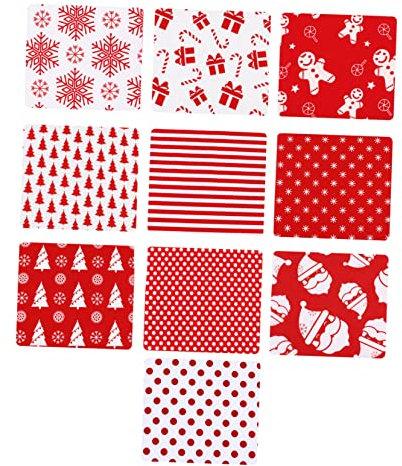 Operitacx 50 Stück Weihnachts-Patchwork Weihnachtsquiltquadrate Weihnachtsblumen-Baumwollstoff Scrapbook scheckheft Sofa DIY Tuch Quilten von Patchwork Weihnachten der Stoff