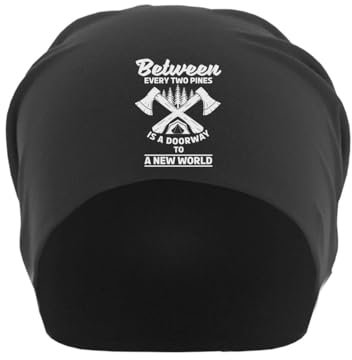 Atspauda Between Every Two Pines is A Doorway to A New World Hache Graphic Bonnet souple unisexe en coton fin Noir, Noir , Taille unique