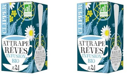 CLIPPER - Infusion Bio - Attrape-Rêves - Cannelle, Camomille, Rooibos, Orange - 20 Sachets de thé Bio - 2 paquet