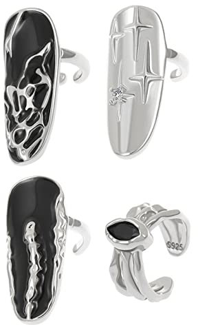 YiQinzcxg Unregelmäßiges Muster, Nagelöffnung, verstellbar, Fingernagel, Punk, Gelenk, Nageldekoration, Schmuck, Fingerspitzenringe, Fingernagelringe, Schmuck, Nageldekorationen