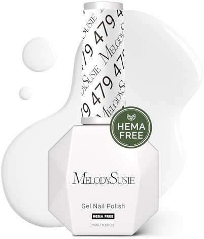 MelodySusie Hema Free Gel Nail Polish, 0.5 Fl Oz Thick White Gel Polish, Non Toxic, Long Lasting, Soak Off UV Nail Polish, Manicure Nail Design Salon DIY Nail Art at Home 479