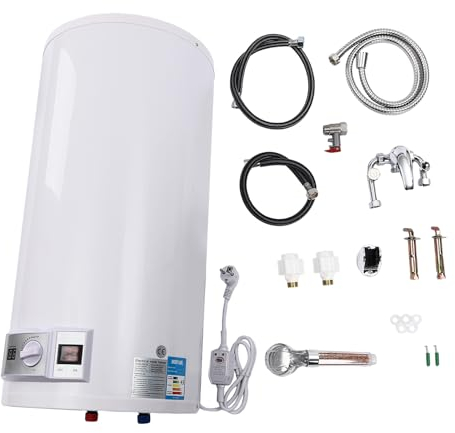 Elektro Warmwasserspeicher Boiler 80 Liter Heizleistung 2KW Boiler Wasserboiler 220V Wasserbereiter Gerät mit Duschset für Toiletten, Wohnungen, Badezimmer