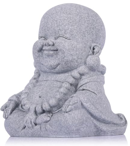 QIANLING Estatua de Buda sonriente de 7,6 cm para interior, monje Zen chino Baby Buda, ornamento de escultura de buena suerte, decoración Feng Shui, mito de Buda, ídolo para la paz, decoración