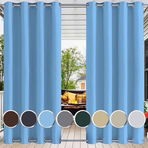 Ufamiluk Tende da Sole per Esterno Impermeabili con Anelli Superiore e Inferiore Oscurante Tenda da Sole con Anelli per verande Balcone Esterno Gazebo Laterali 1 Pezzo 150x200cm (BxH) Blu
