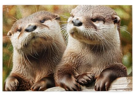 Niedliches Otter-Bild, personalisiertes Holzpuzzle, 1000 Teile, interessante Puzzles für Erwachsene und Familien, Kinder, Landschaftstierpuzzle